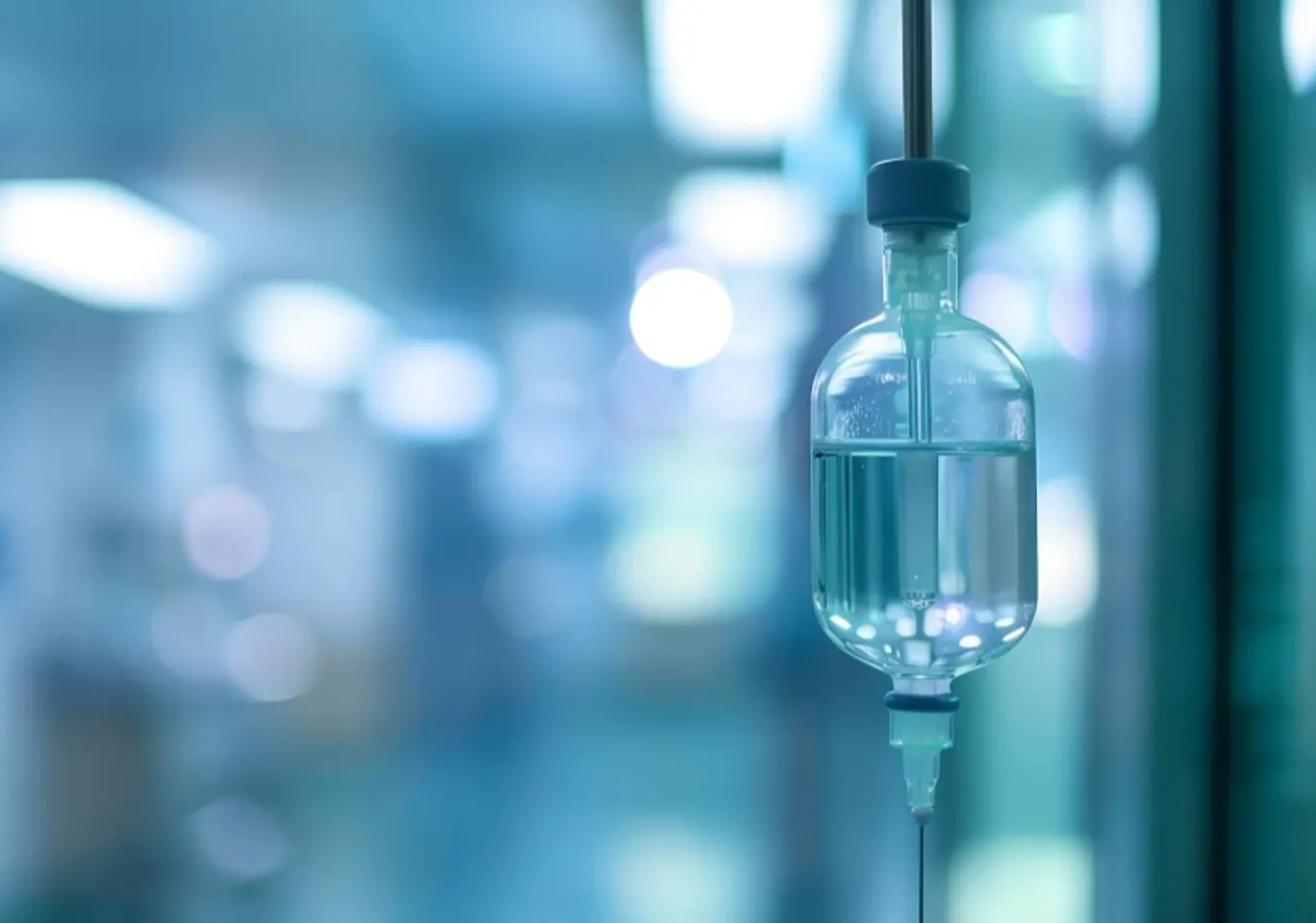 Detoks alkoholowy Kłodzko: butelka infuzyjna zawieszona w gabinecie